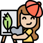 Icono niña dibujando arte